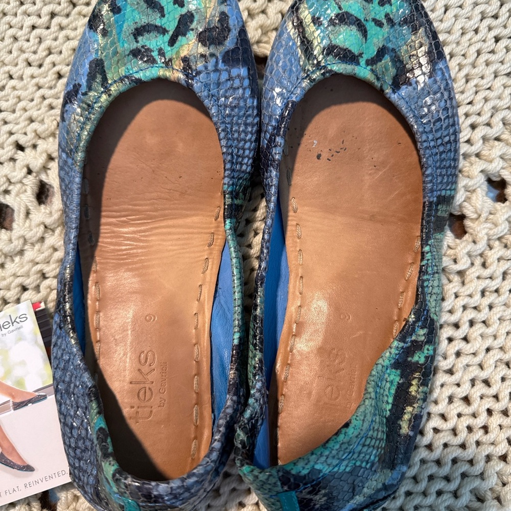 Tieks Women’s Flats in Azure Snake (orig. price $335)